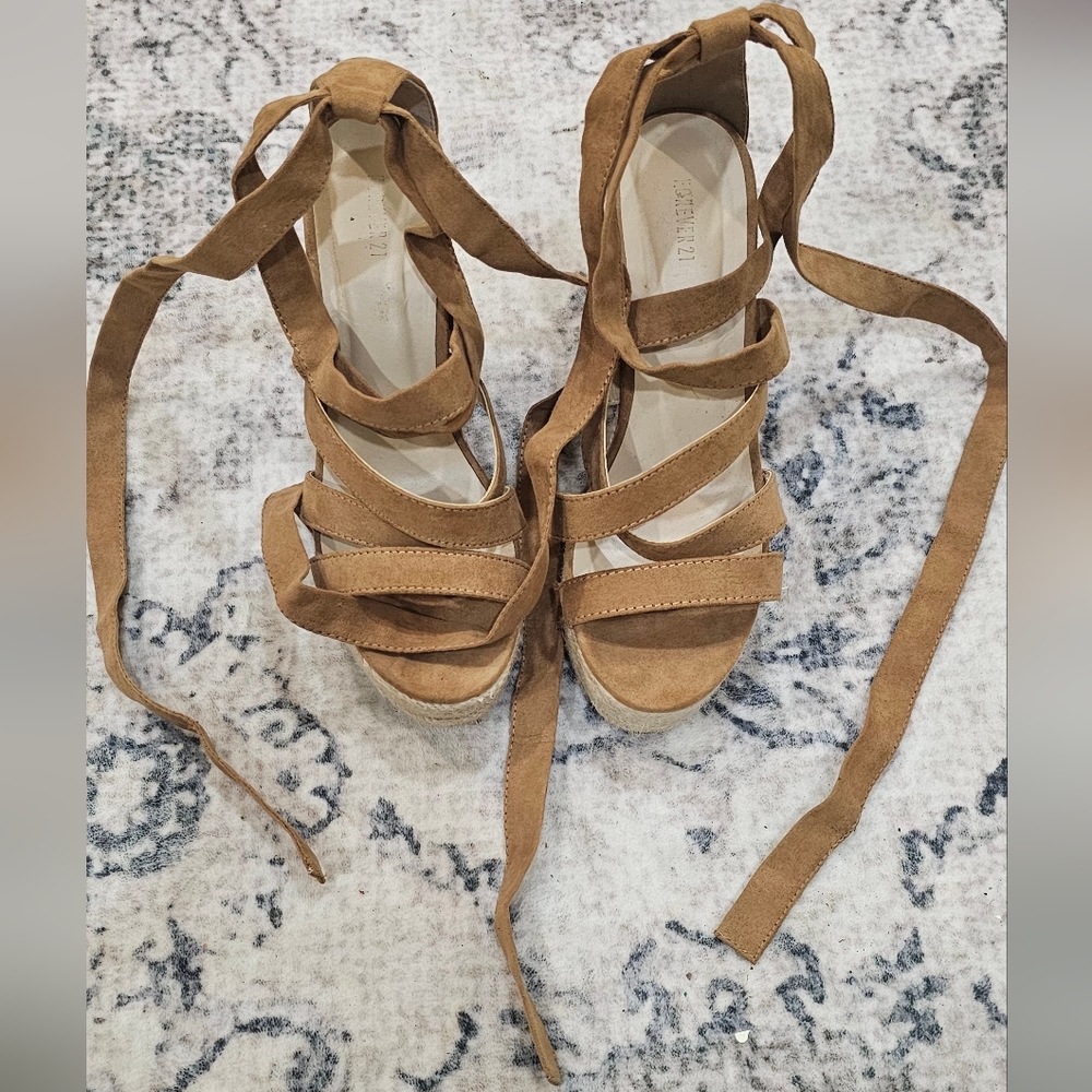 Forever 21 Brown Strappy Espadrilles